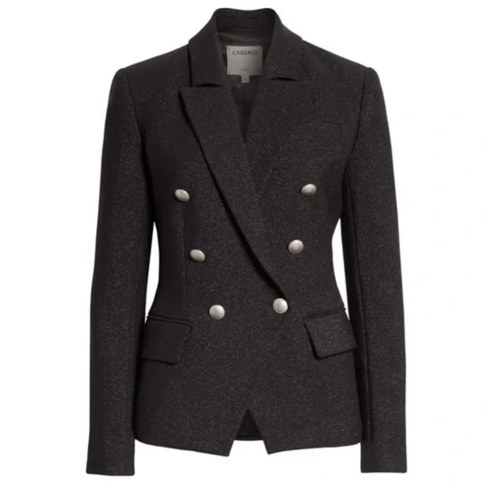 L'AGENCE Women's Kenzie Metallic Blazer Black Size 0